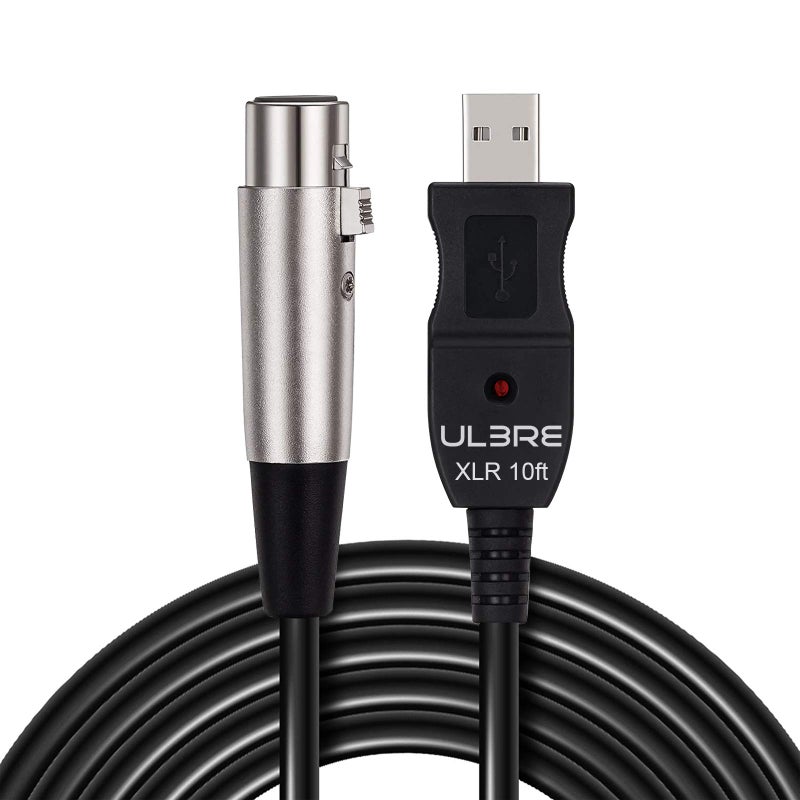 ULBRE USB Microphone Cable 10Ft, XLR to USB Cable Mic Link Converter Cable Studio Audio Cable Connector Cords Adapter for Microphones or Recording Instrument Karaoke - Image 1